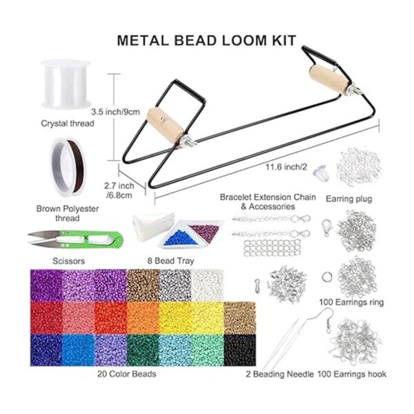 PP OPOUNT Kit de telar de cuentas de metal suministros de