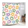 Newsely Cortina de ducha retro con flores de 60 pulgadas_6