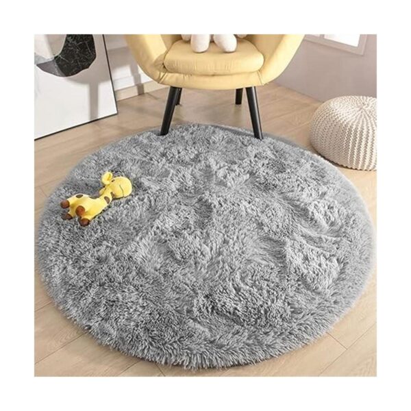 KIXINWA Alfombra redonda gris para dormitorio de niñas