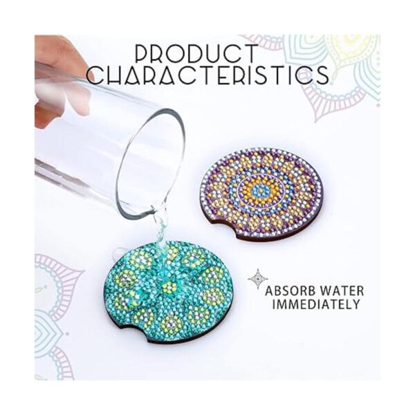 4 piezas de posavasos de automóvil con diseño de mandala