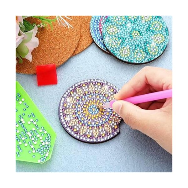 4 piezas de posavasos de automóvil con diseño de mandala