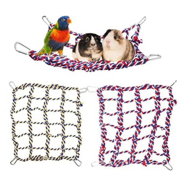 2 Pack Colorful Bird Rope Net Rat Climbing Rope Net Pet_1
