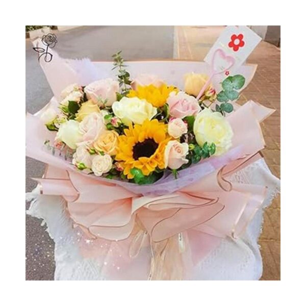 20 hojas de papel de regalo de flores con borde de oro_3