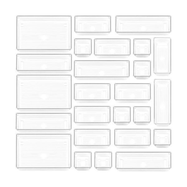DCA 25 PCS Clear Plastic Drawer Organizer Tray for Makeup_1