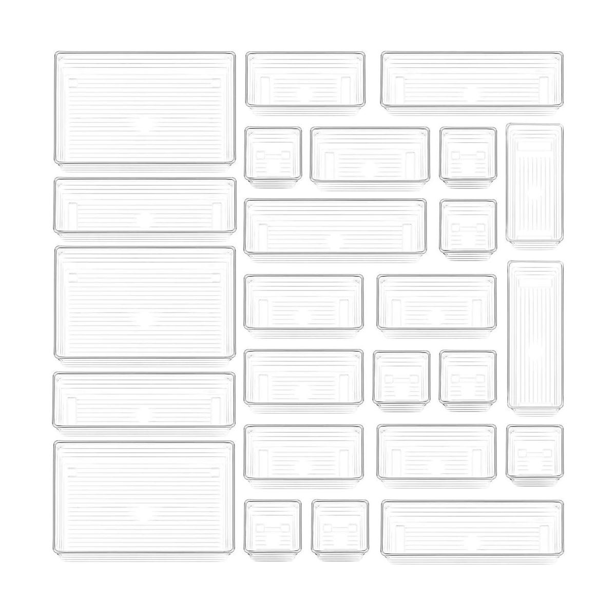 DCA 25 PCS Clear Plastic Drawer Organizer Tray for Makeup