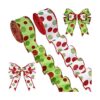 2 rollos de 20 yardas de Navidad verde y rojo cinta de
