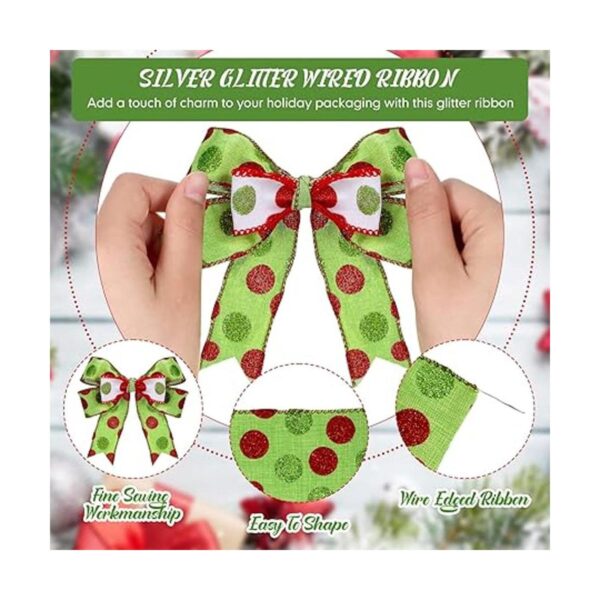 2 rollos de 20 yardas de Navidad verde y rojo cinta de