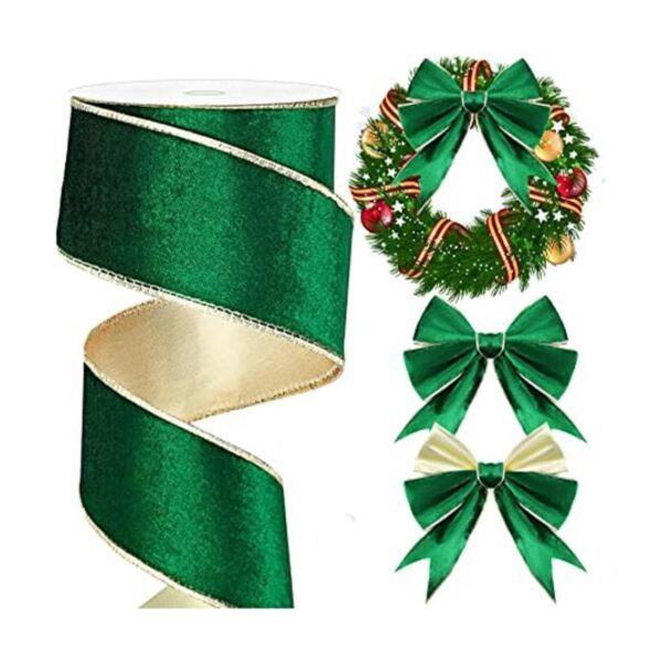 Cinta de terciopelo de Navidad con alambre de hierro de
