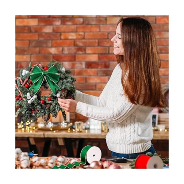 Cinta de terciopelo de Navidad con alambre de hierro de
