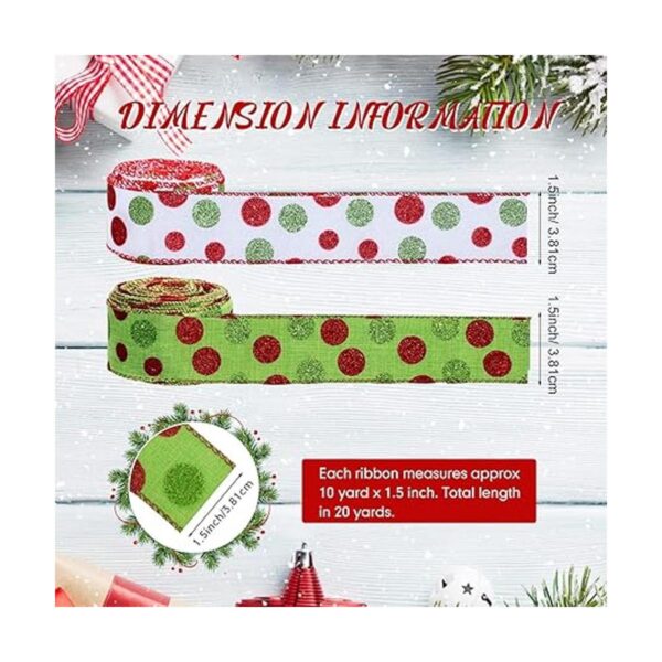 2 rollos de 20 yardas de Navidad verde y rojo cinta de