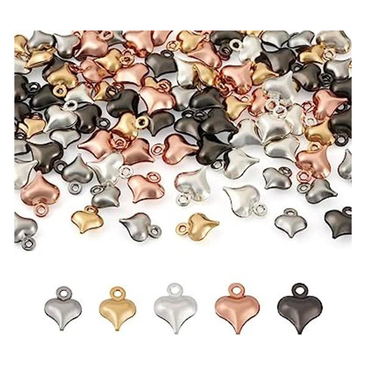 Beadthoven 100 dijes de corazón de acero inoxidable 5