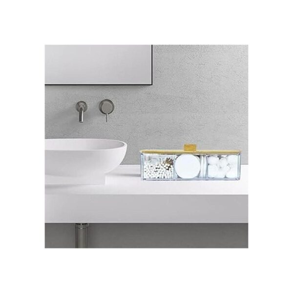 Dispensador cuadrado de soporte Qtip 3 compartimentos