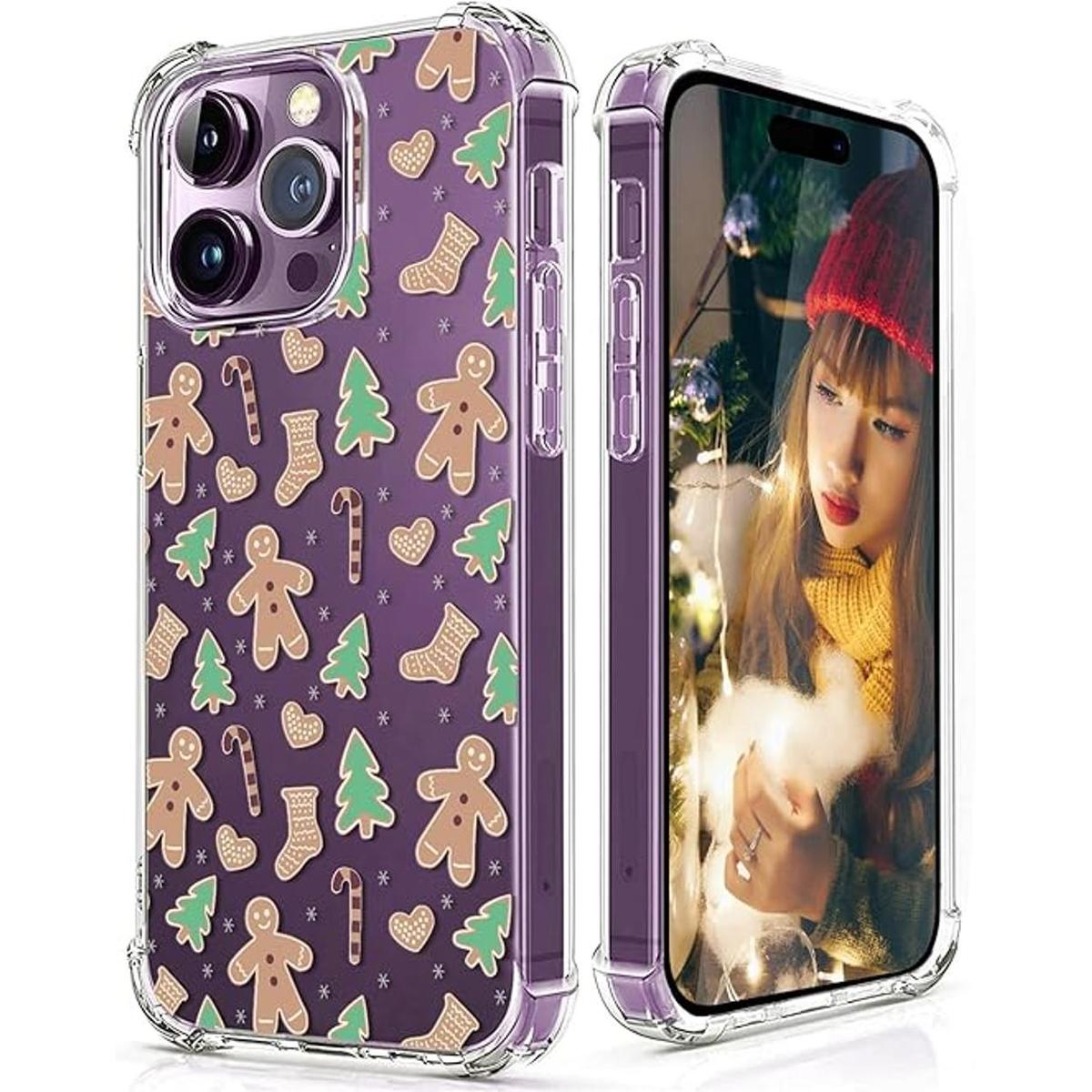 CAROKI Funda de teléfono transparente de Navidad para