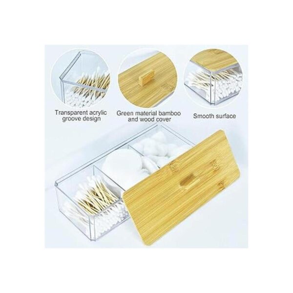 Dispensador cuadrado de soporte Qtip 3 compartimentos