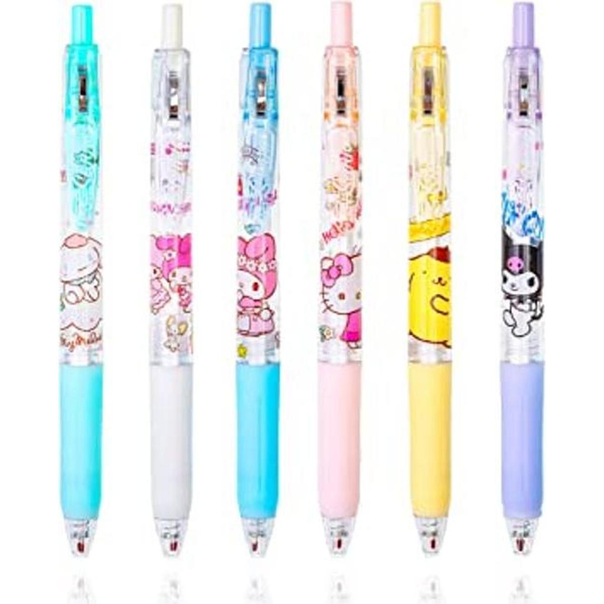 6 bolígrafos Kawaii de anime para gatito tinta negra de