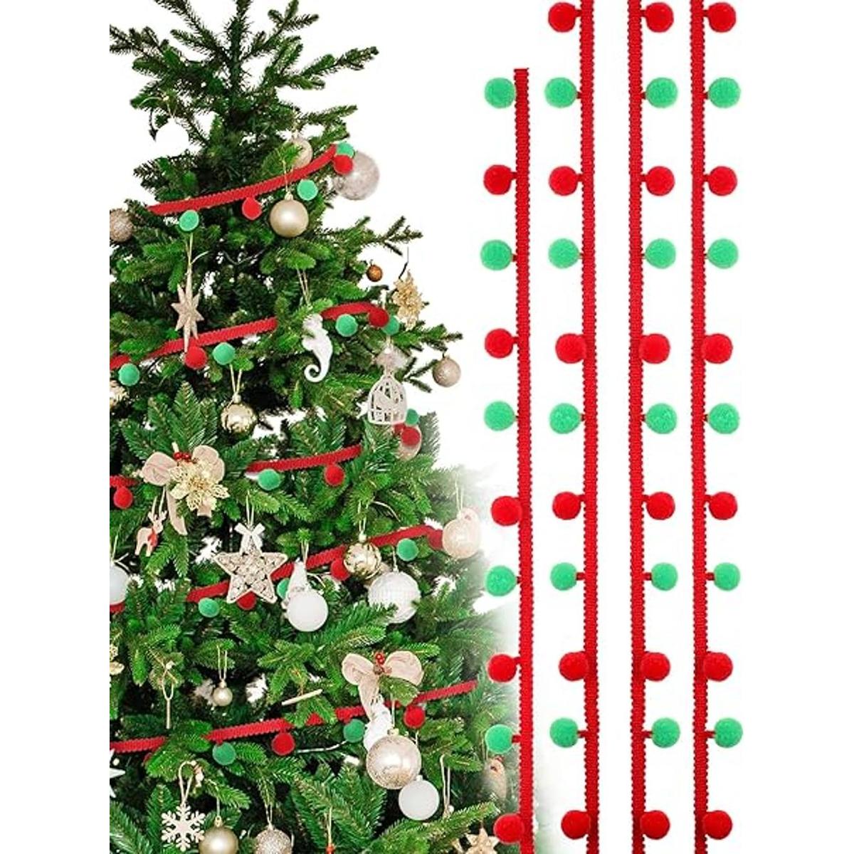 Mini pompones de Navidad de 20 yardas con flecos adornos