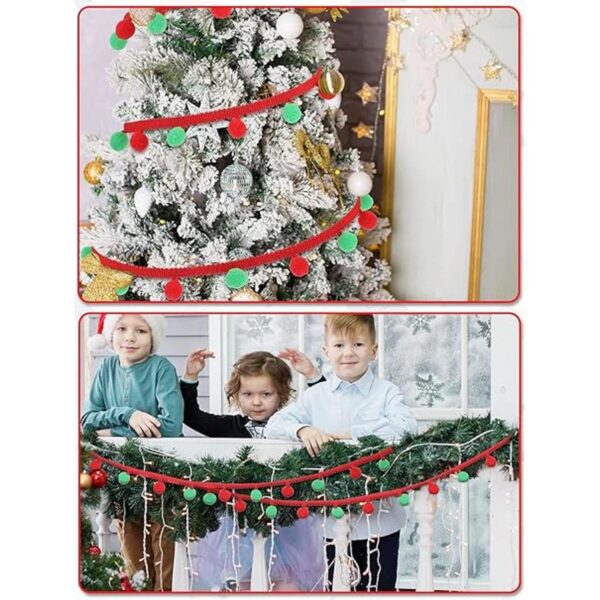 Mini pompones de Navidad de 20 yardas con flecos adornos