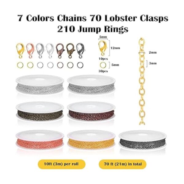 Cadenas para hacer joyas de 70 pies 7 colores 0.079 in