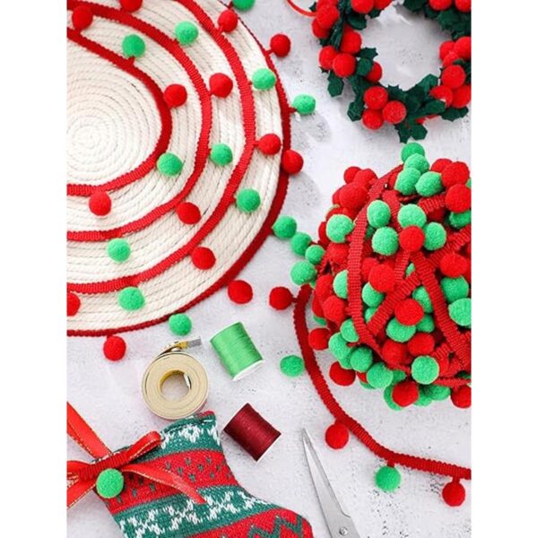 Mini pompones de Navidad de 20 yardas con flecos adornos
