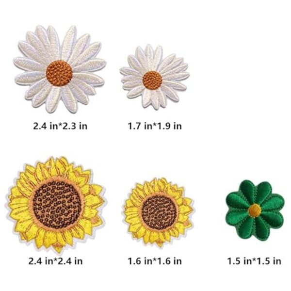 17 parches bordados de girasol para planchar y coser