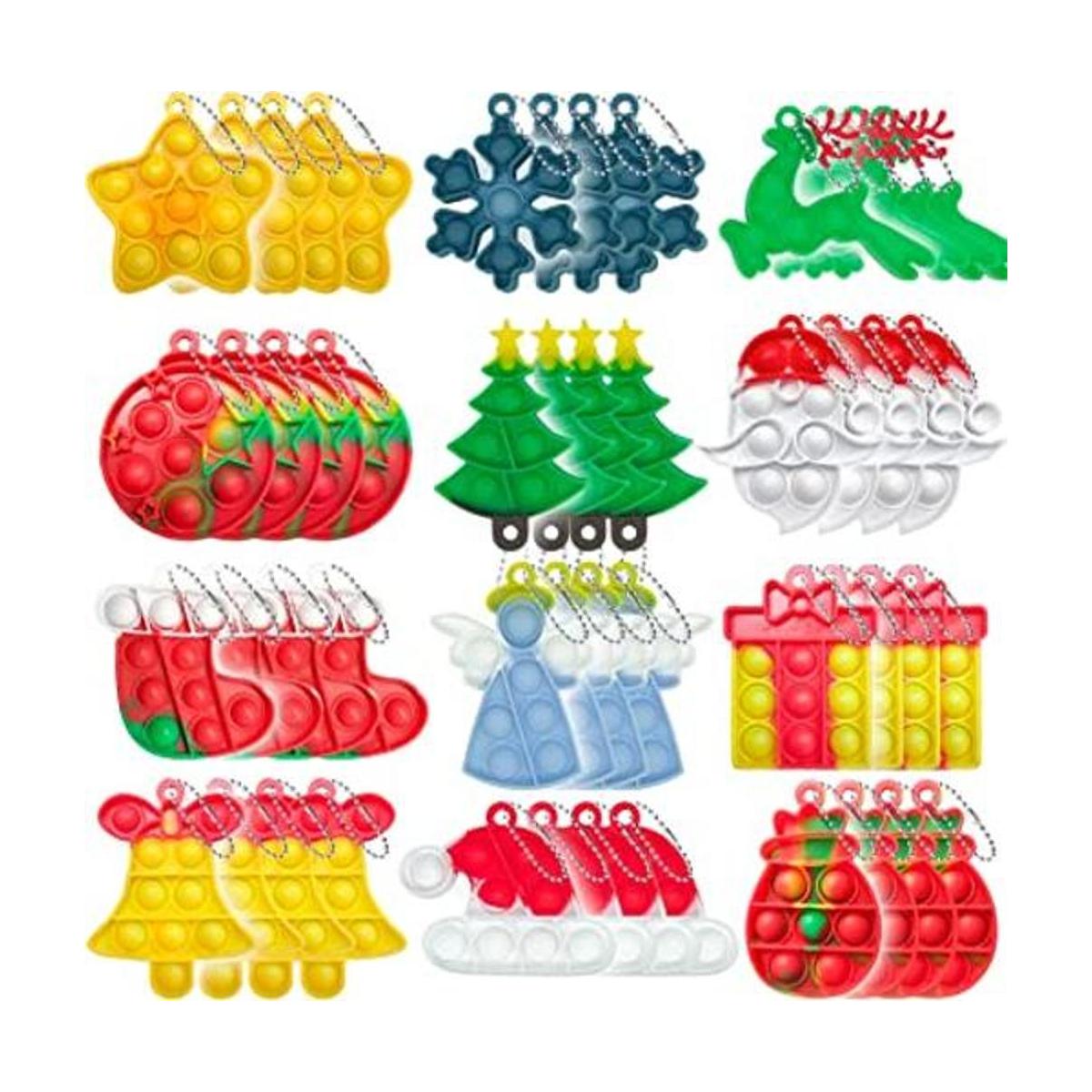 Christmas Mini Push Pop Bubble Fidget Toy Keychain Bubble