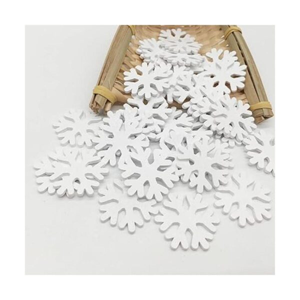 Dzrige 100 calcomanías de madera blanca con copo de nieve_5