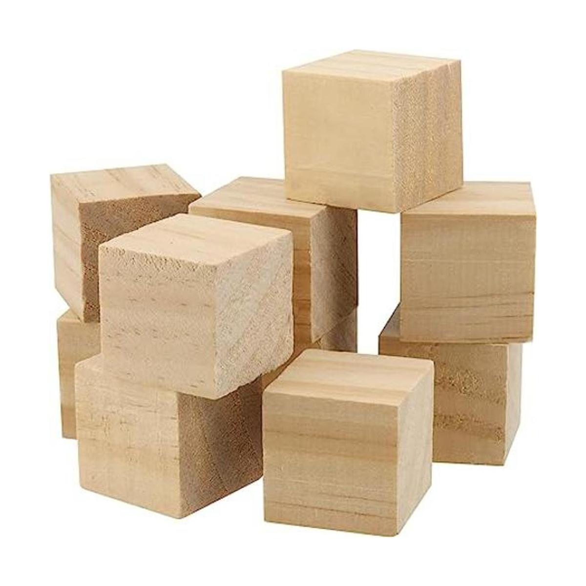 KEILEOHO 10 bloques de madera de 2.5 pulgadas cubos de