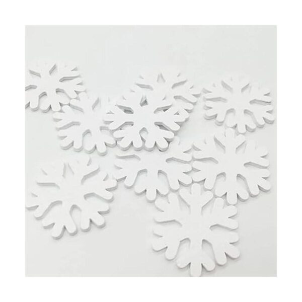Dzrige 100 calcomanías de madera blanca con copo de nieve_4