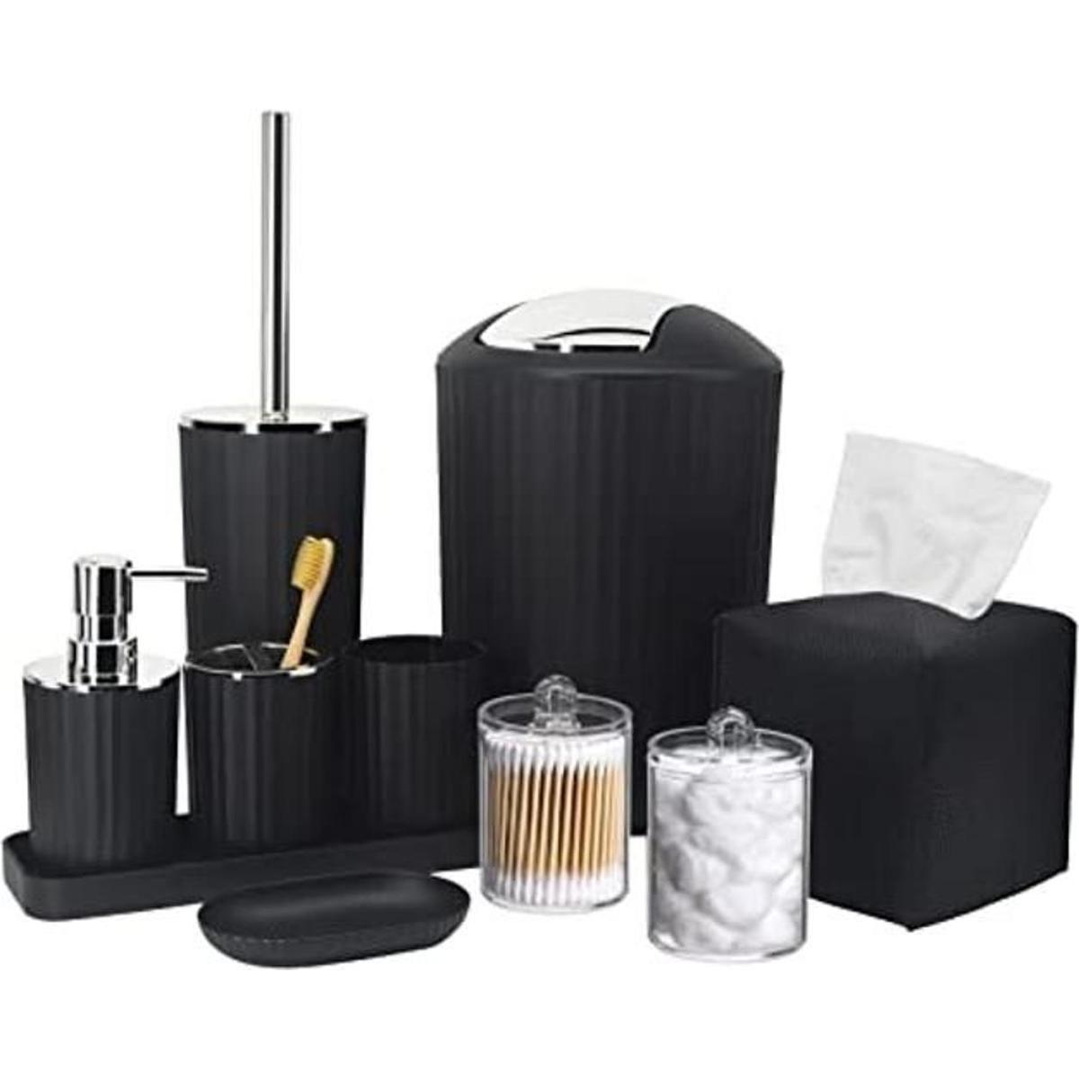 Bathroom Accessory Set 10 Piece Black Bathroom