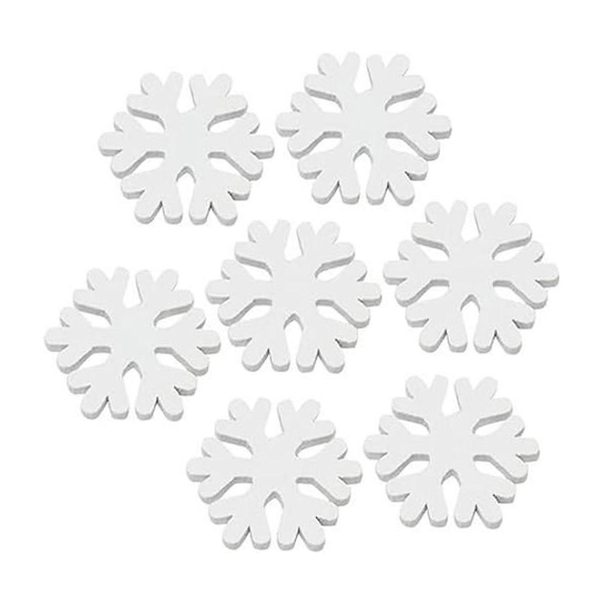 Dzrige 100 calcomanías de madera blanca con copo de nieve