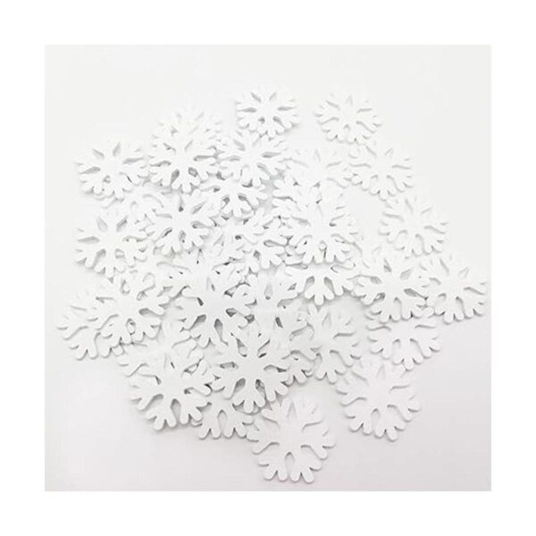 Dzrige 100 calcomanías de madera blanca con copo de nieve_2