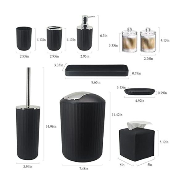 Bathroom Accessory Set 10 Piece Black Bathroom
