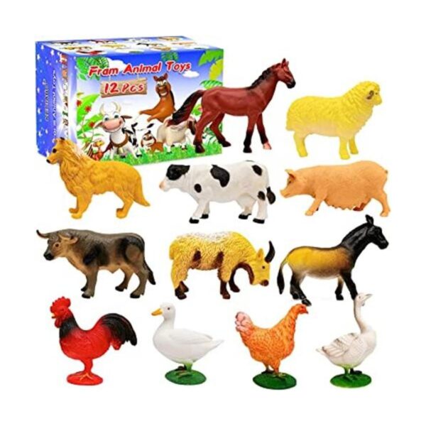 12 juguetes de animales de granja figuras de animales de_1