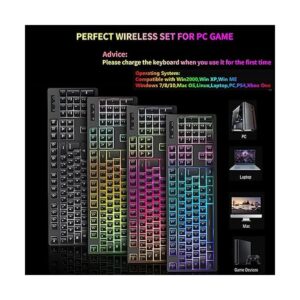 Wireless RGB Gaming Keyboard and Mouse Rechargeable RGB
