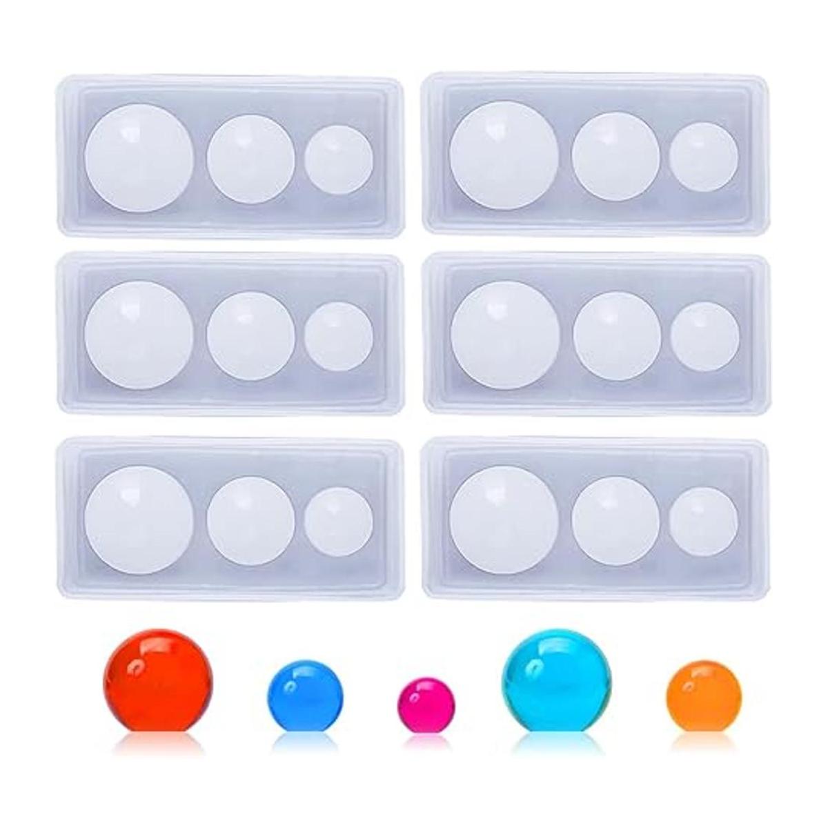 6 moldes de resina de silicona de esfera pequeña molde de