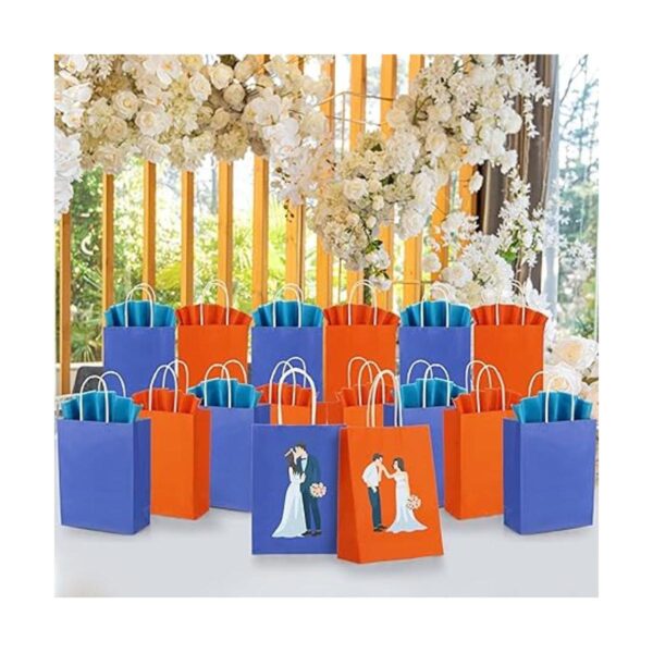 Paquete de 24 bolsas de regalo de papel kraft azul naranja