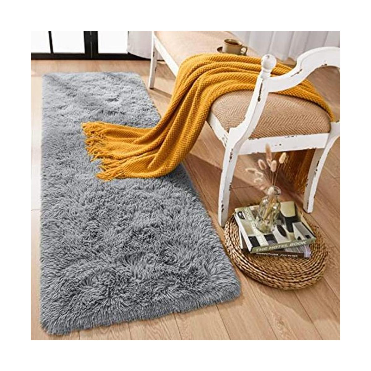 Rtizon Super Soft Fluffy Bedroom Rug 2x6 Feet Shag Runner