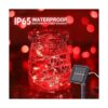 Woohaha Paquete de 2 100 luces LED solares rojas luces