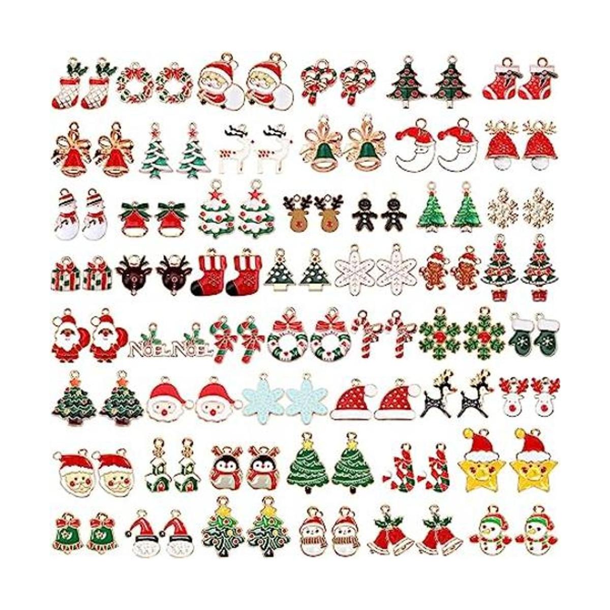 SANNIX 110 piezas de 55 pares de dijes de Navidad