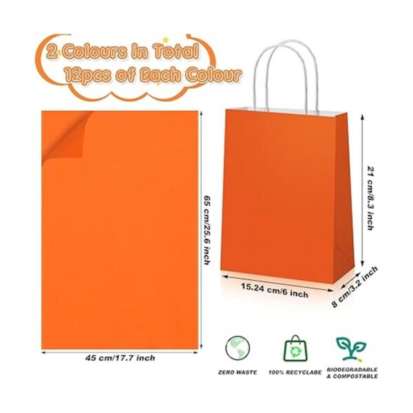 Paquete de 24 bolsas de regalo de papel kraft azul naranja