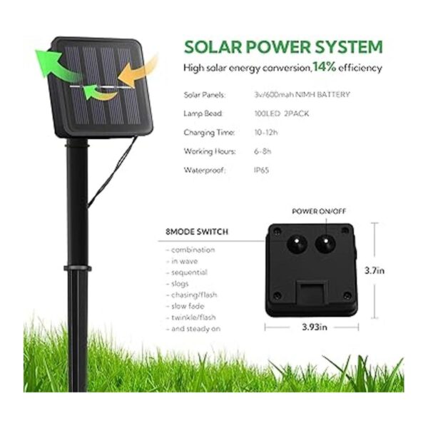 Woohaha Paquete de 2 100 luces LED solares rojas luces