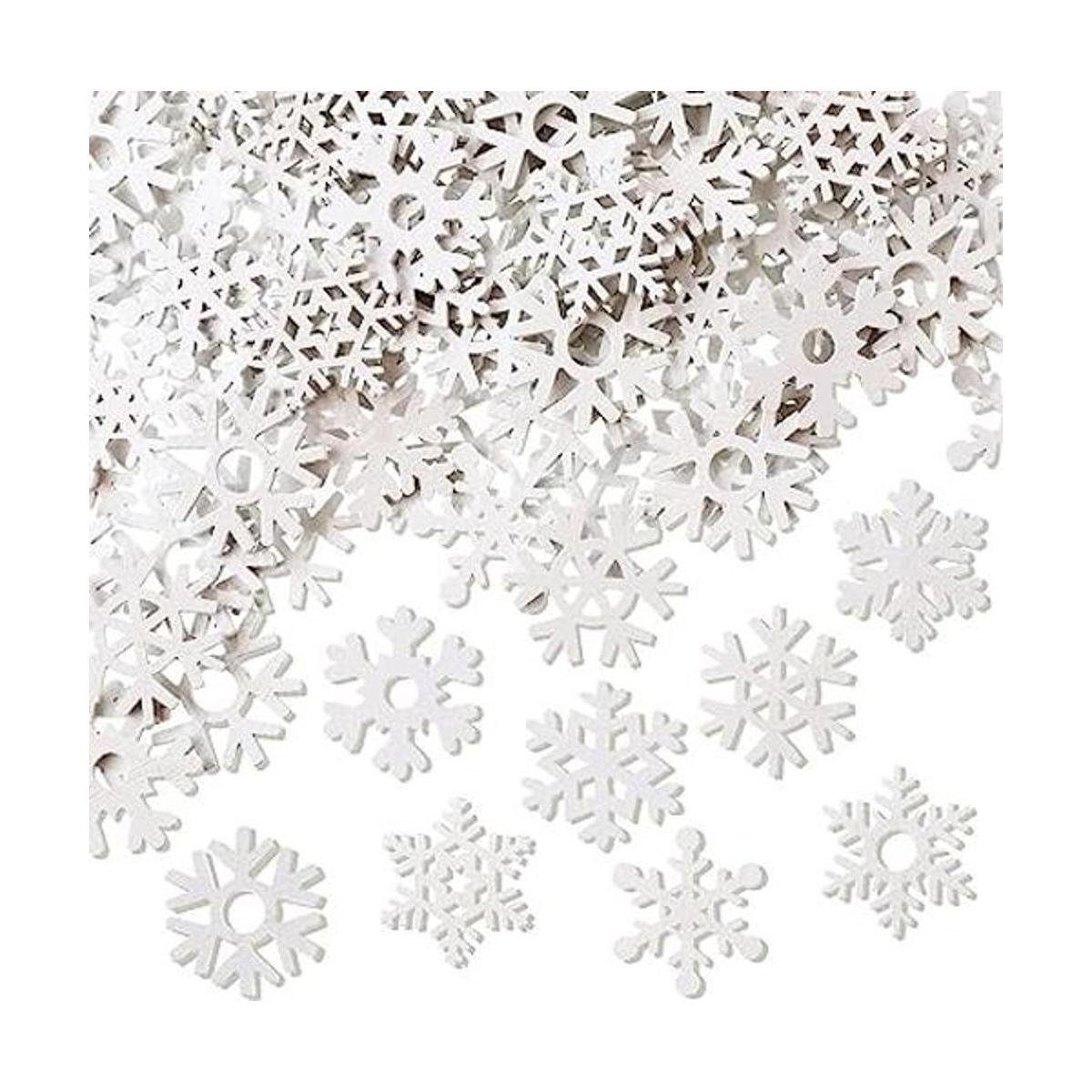 300 piezas de copos de nieve de madera etiquetas de copos