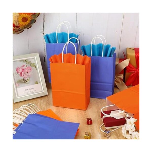 Paquete de 24 bolsas de regalo de papel kraft azul naranja