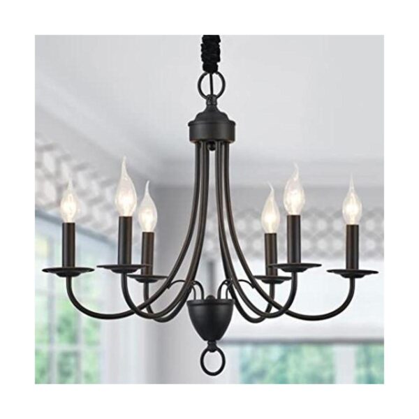 Kaluxry Candelabro negro 6 luces rústicas de hierro_1