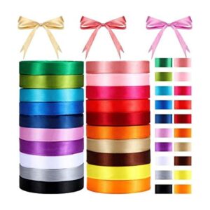 20 rollos de cinta de satén de tela de color sólido