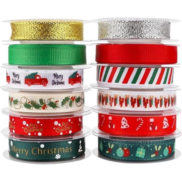 Kingovalley 12 rollos de cintas de Navidad cintas de