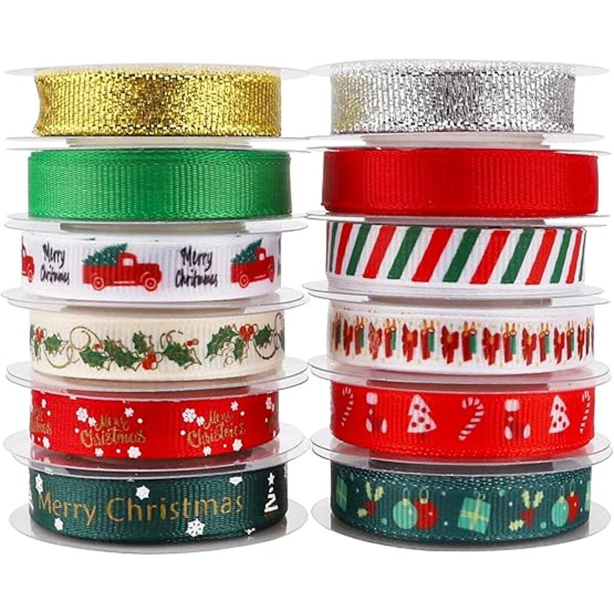 Kingovalley 12 rollos de cintas de Navidad cintas de