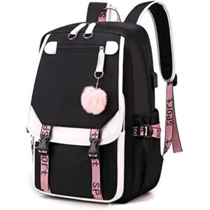 Mochila para niñas mochila ligera casual USB bolsa