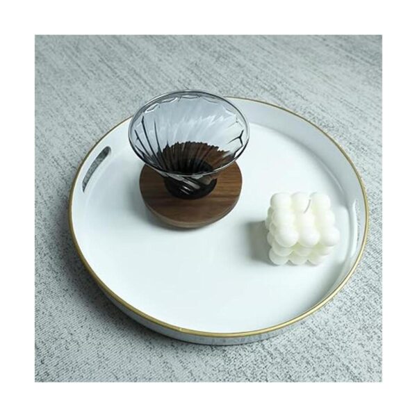 Spsyrine Bandeja decorativa redonda blanca bandeja de