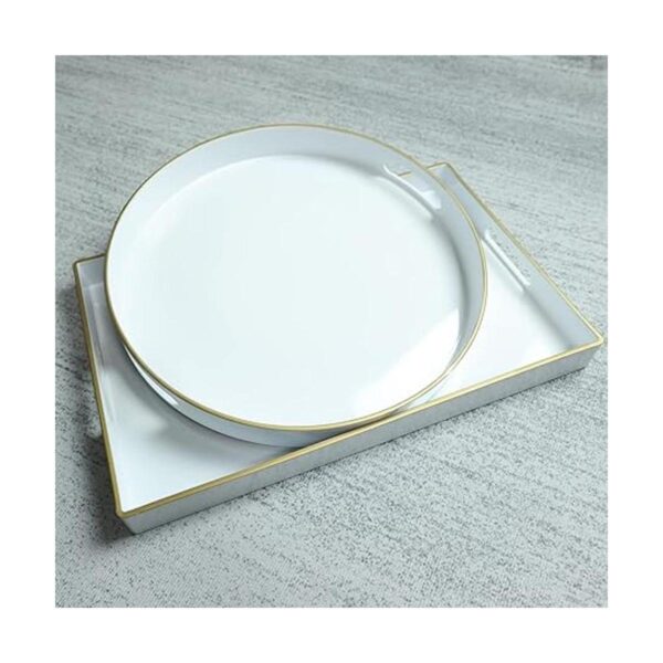 Spsyrine Bandeja decorativa redonda blanca bandeja de